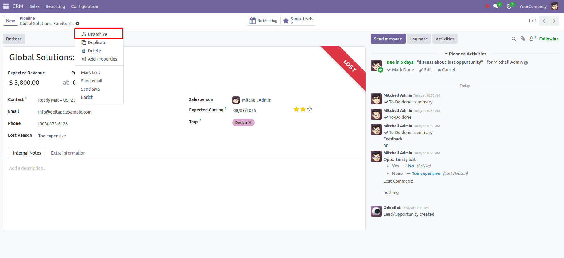 Opportunity Details & Tracking